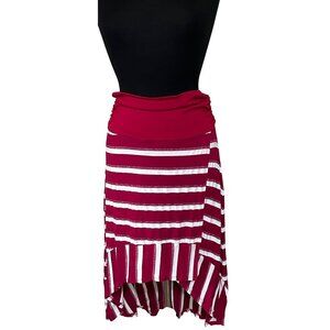 Vanity Brand High-Low Stretch Wrap Skirt Red Stripes Pattern Junior's Size M